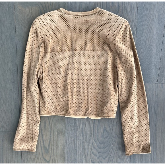 VAKKO Sport suede Leather Vintage Jacket Perforated Leather Size Small - Picture 3 of 8